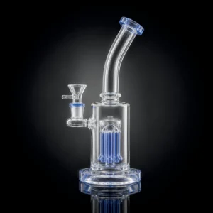 Waterpipe - 10in - Bent Neck - Tree Perc - Blue Accents