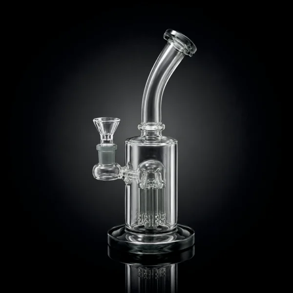 Waterpipe - 10in - Bent Neck - Tree Perc - Transparent Black Accents