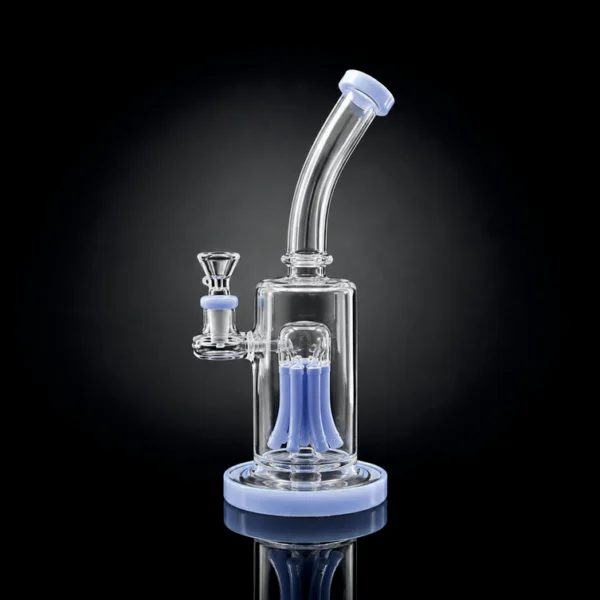 Waterpipe - 10in - Bent Neck - Tree Perc - Blue Jade Accents