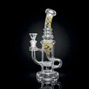 Waterpipe - 10.5in - Bent Neck - Recycler - Swirl Pattern - Showerhead Perc - Asst. Color Accents