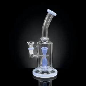 Waterpipe - 10in - Bent Neck - Cup Style Showerhead Perc - White Accents