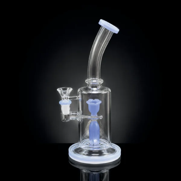 Waterpipe - 10in - Bent Neck - Cup Style Showerhead Perc - White Accents
