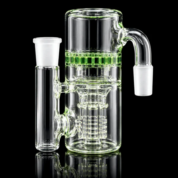 14mm 90° male AshCatcher with Trees with Honeycomb Green