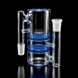 14 male 90 Degree Ash Catcher with Double Honeycomb Blue