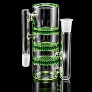 14mm 90° male Ash Catcher with Triple Honeycomb Green