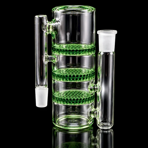 14mm 90° male Ash Catcher with Triple Honeycomb Green