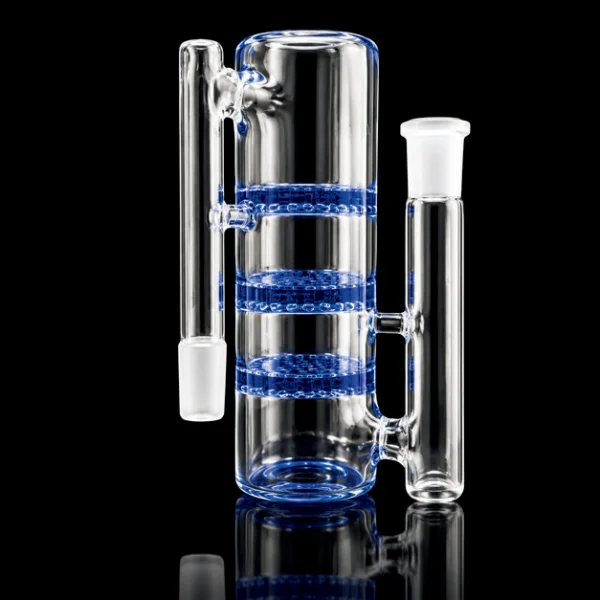 14mm 90° male Ash Catcher with Triple Honeycomb Blue