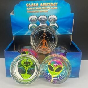 GLASS ASHTRAY 6 Pc Display- Aliens