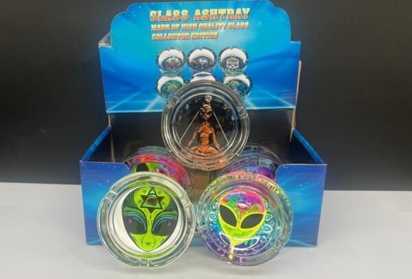 GLASS ASHTRAY 6 Pc Display- Aliens