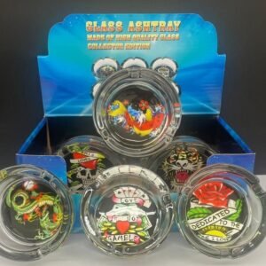 GLASS ASHTRAY 6 Pc Display - Tattoo