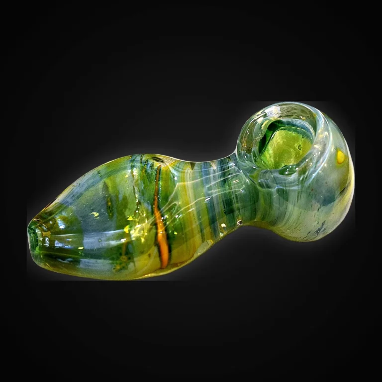 3"  HEAVY FLAT GREEN TUBE GOLD FUME PIPE