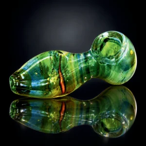 3" HEAVY FLAT GREEN TUBE GOLD FUME PIPE