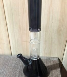 Water Pipe 12" Double Perk Black