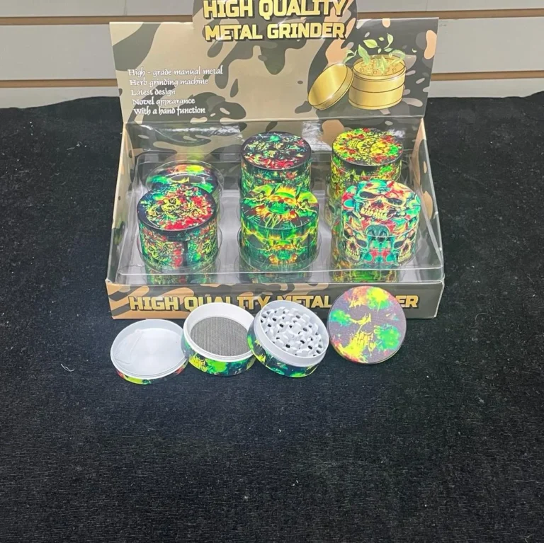 2-Inch Glow in the Dark Skull Grinder 4Part 12Pc Display