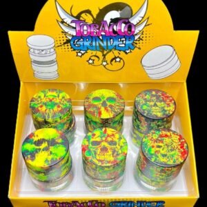 2" Glow Dark Dark Grinder Skulls 4Part 12Pc Display