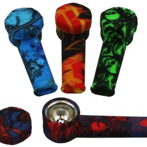 3.5" FANCY Silicone Hand Pipe with Metal Bowl