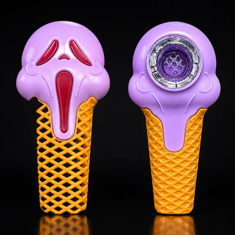 3" Skull Ice Cream Silicone Hand Pipe with Glass Bowl
