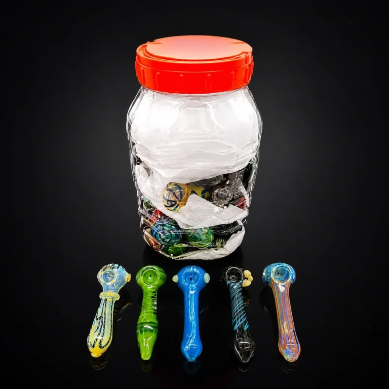 Jar of 4" Glass Pipes 30  PCs asst