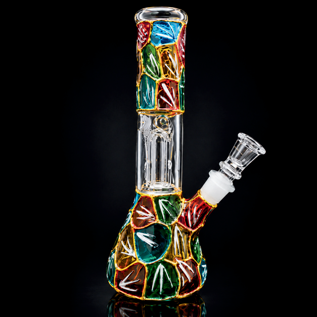 Waterpipe - 8in - Beaker - Single Perc - Asst. Artisan Designs