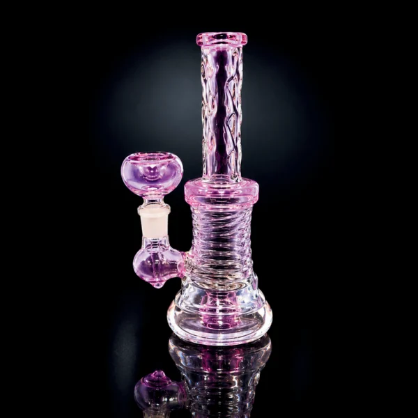 Waterpipe - 8in - Tube Shift - Ribbed Chamber - Asst, Color Accents