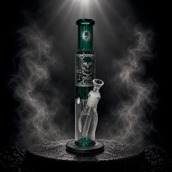 Waterpipe - 14in - Tube Shift - Skull Designs - Etched - Asst. Colors