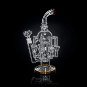 Waterpipe - 13in - Bent Neck - Octopus Recycler - Asst. Color Accents