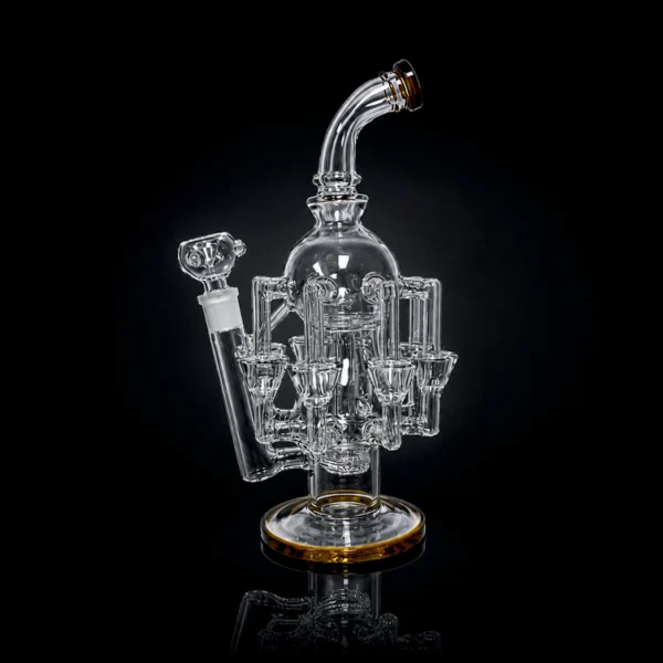 Waterpipe - 13in - Bent Neck - Octopus Recycler - Asst. Color Accents