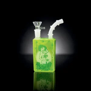 Waterpipe - Rectangular Bottle Design - Green Glass