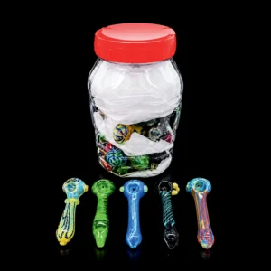 Jar of 4" Glass Pipes 30 PCs asst