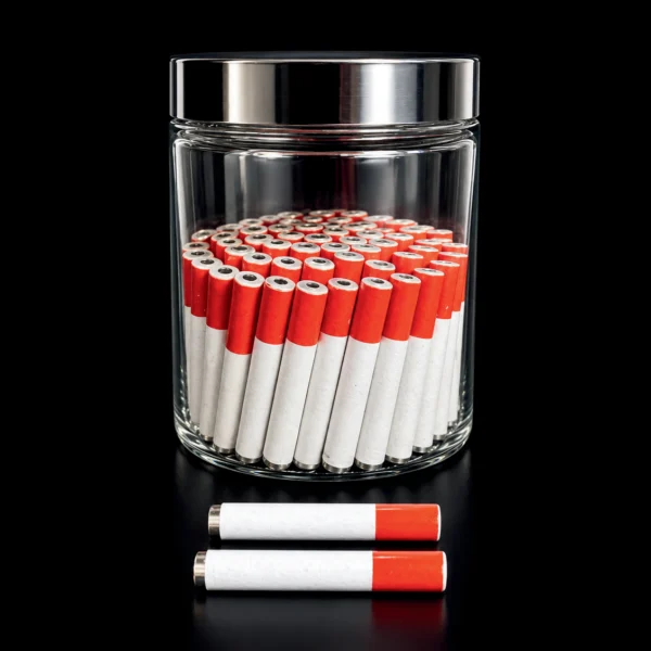 Jar of 2" Metal Cigs 90 pcs w/straight tip