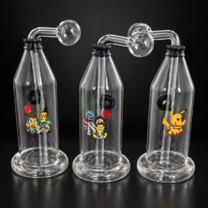 Clear Oil Burner Rig – 5" with Cartoon Decals (Assorted)