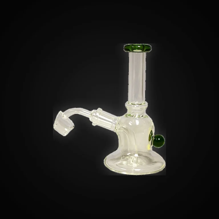 Waterpipe - 6in - Bent Neck - Mini Rig - Includes Banger - Vertical Diffuser - Asst. Color Accents