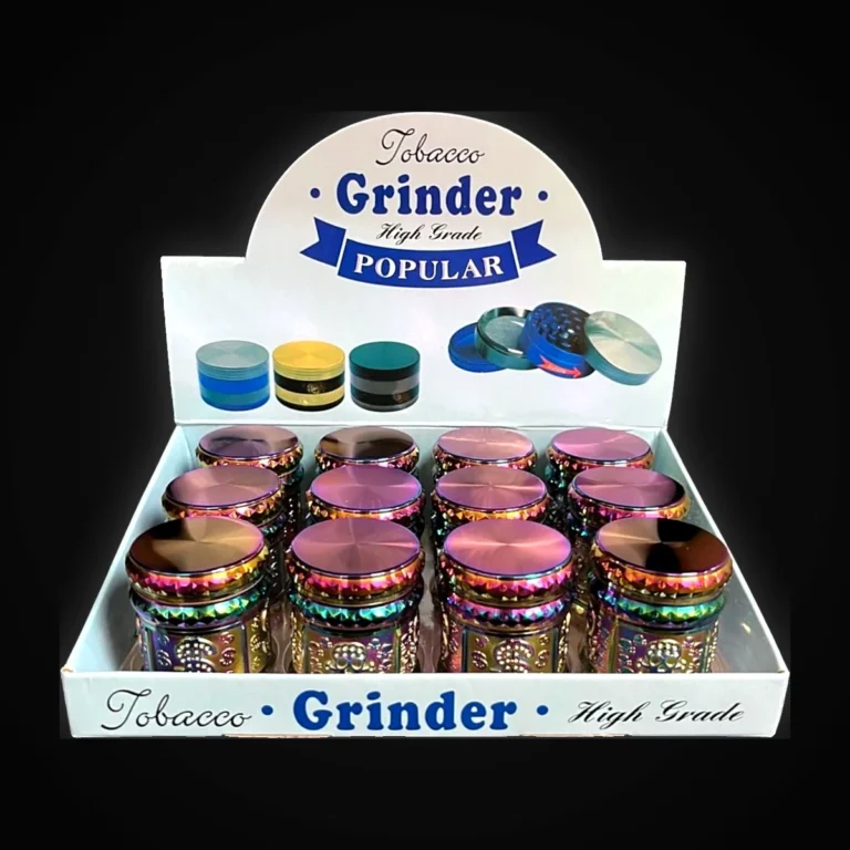 METAL GRINDER CARVED DESIGN 40MM 12 PC DISPLAY