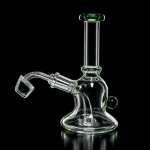 Waterpipe - 6in - Bent Neck - Mini Rig - Includes Banger - Vertical Diffuser - Asst. Color Accents