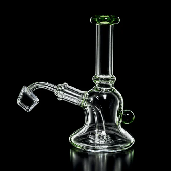 Waterpipe - 6in - Bent Neck - Mini Rig - Includes Banger - Vertical Diffuser - Asst. Color Accents