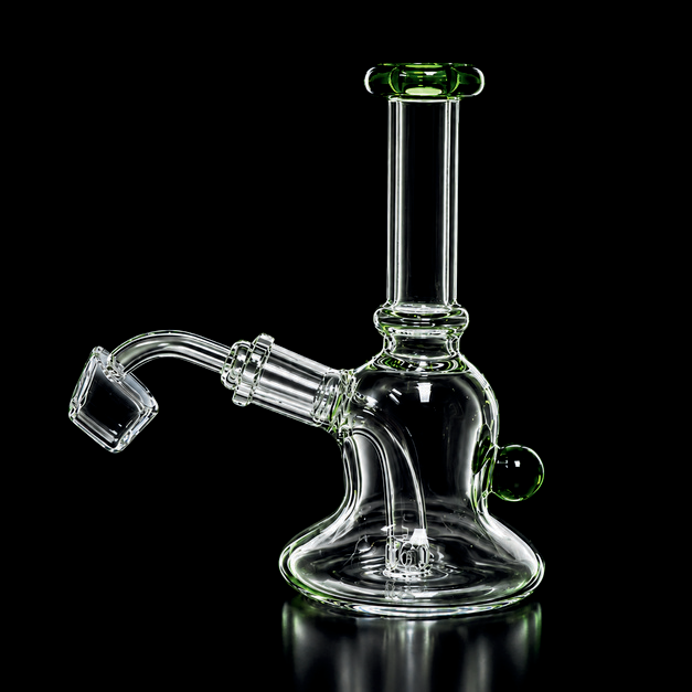 Waterpipe - 6in - Bent Neck - Mini Rig - Includes Banger - Vertical Diffuser - Asst. Color Accents