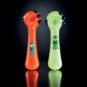 Glass Hand Pipe - 5in - 100g - Rick and Morty-Style Cartoon Decals