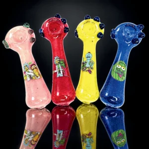 Glass Hand Pipe - Assorted Cartoon Decals