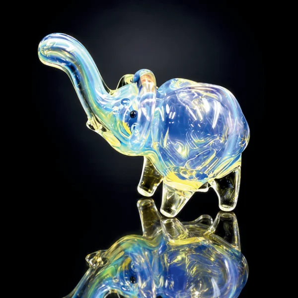 Glass Hand Pipe - Mini Elephant - Silver Fumed