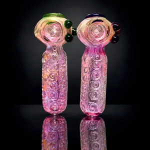 Glass pipe 5" Pink Dotted Handle
