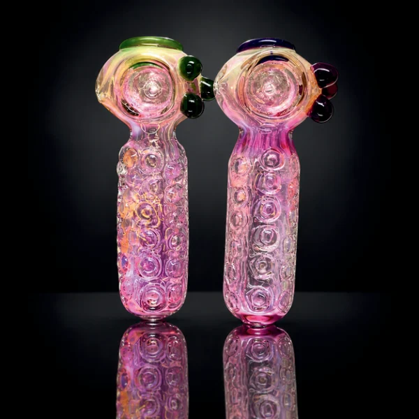 Glass pipe 5" Pink Dotted Handle