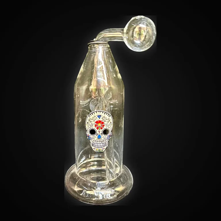 Clear Oil Burner Rig – 5" with Sugar Skull Decal