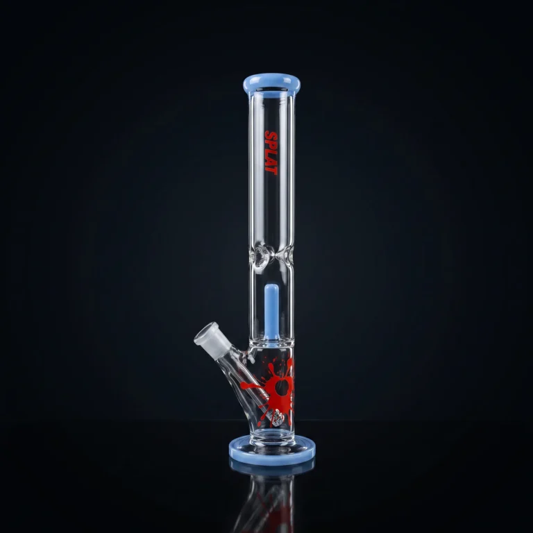 Waterpipe - 12in - Straight Tube - Splat Logo - Ice Pinch - Asst. Color Accents