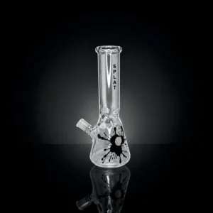 Waterpipe - 12in - Beaker Base - Splat Logo - Ice Pinch - Black Accents