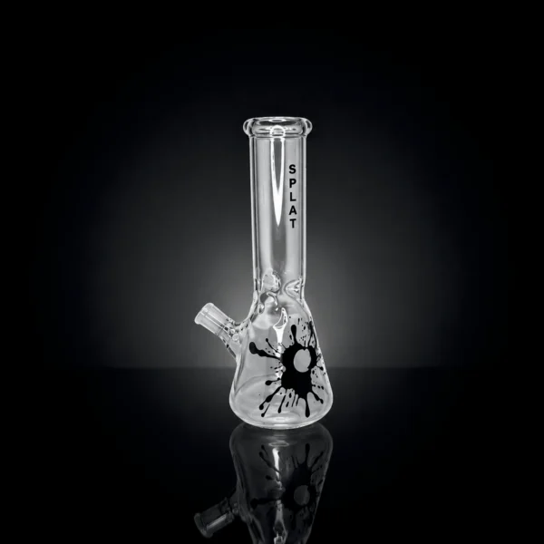 Waterpipe - 12in - Beaker Base - Splat Logo - Ice Pinch - Black Accents