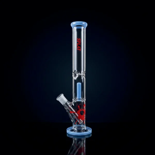 Waterpipe - 12in - Straight Tube - Splat Logo - Ice Pinch - Asst. Color Accents