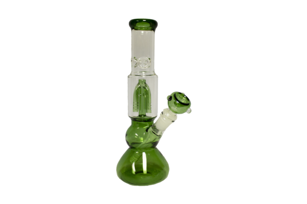 11-inch green glass water pipe with single percolator from IAC International for smooth, filtered smoking experience.