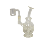 5-inch glass water pipe mini rig with bent neck and percolation system by IAC International.