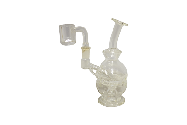 5-inch glass water pipe mini rig with bent neck and percolation system by IAC International.