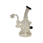 6.1-inch glass mini rig with bent neck and percolator for smooth, flavorful smoking experience.